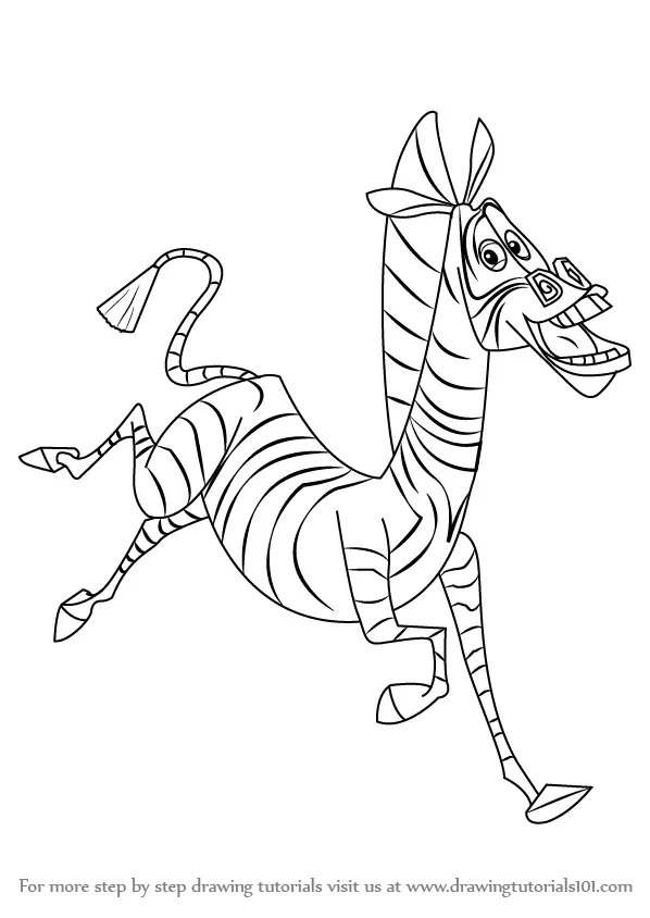 Step by Step How to Draw Marty the Zebra from Madagascar