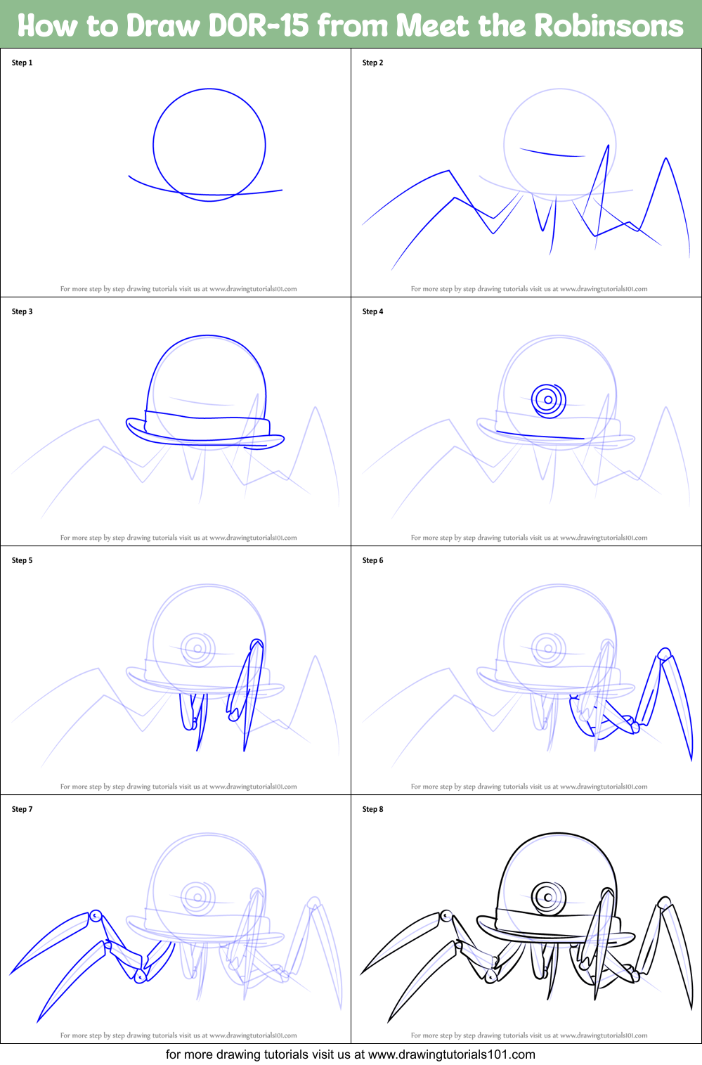 How to Draw DOR-15 from Meet the Robinsons Printable Step by Step