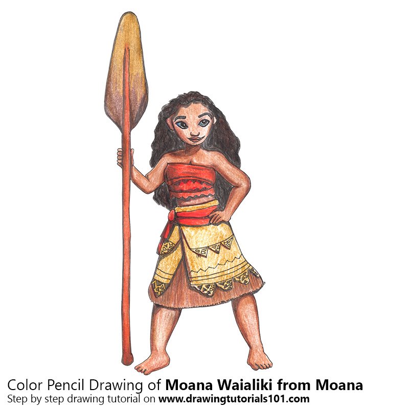 How to Draw Moana Waialiki from Moana by Color Pencils