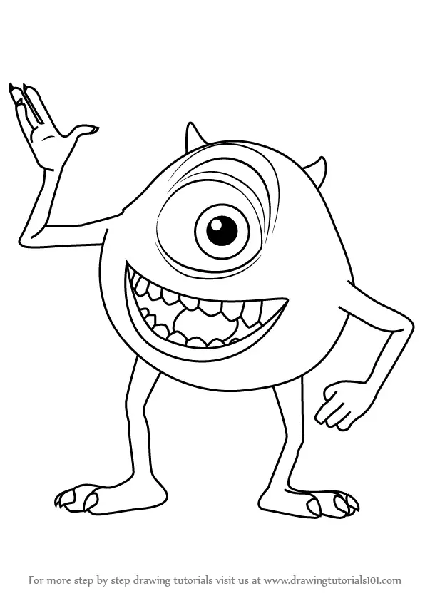 Learn How to Draw Michael Wazowski from Monsters, Inc. (Monsters, Inc) Step  by Step : Drawing Tutorials