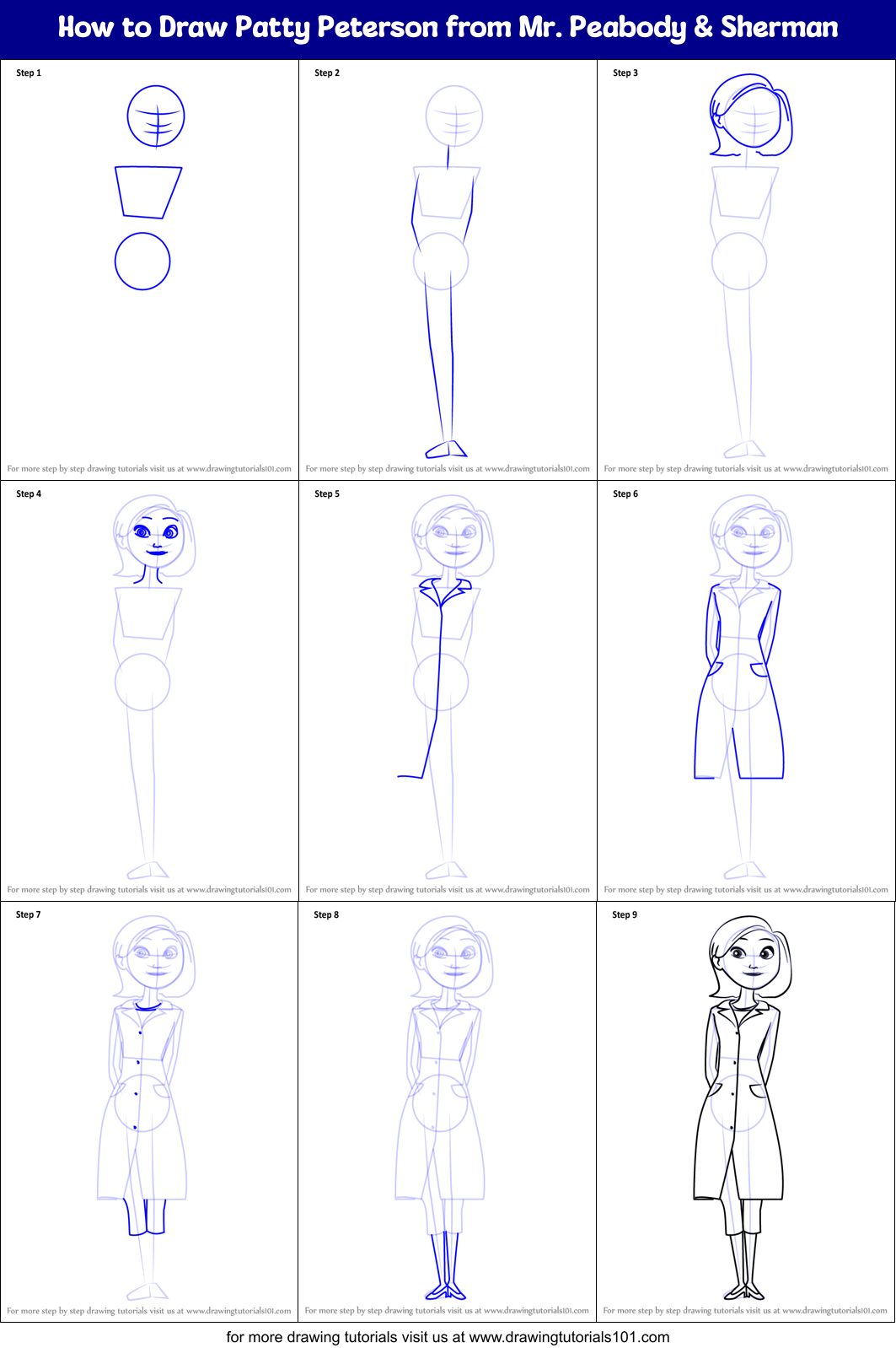 How to Draw Patty Peterson from Mr. Peabody & Sherman Printable Step by Step