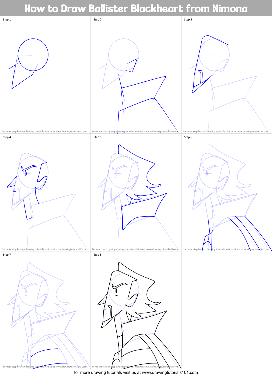 How to Draw Ballister Blackheart from Nimona Printable Step by Step