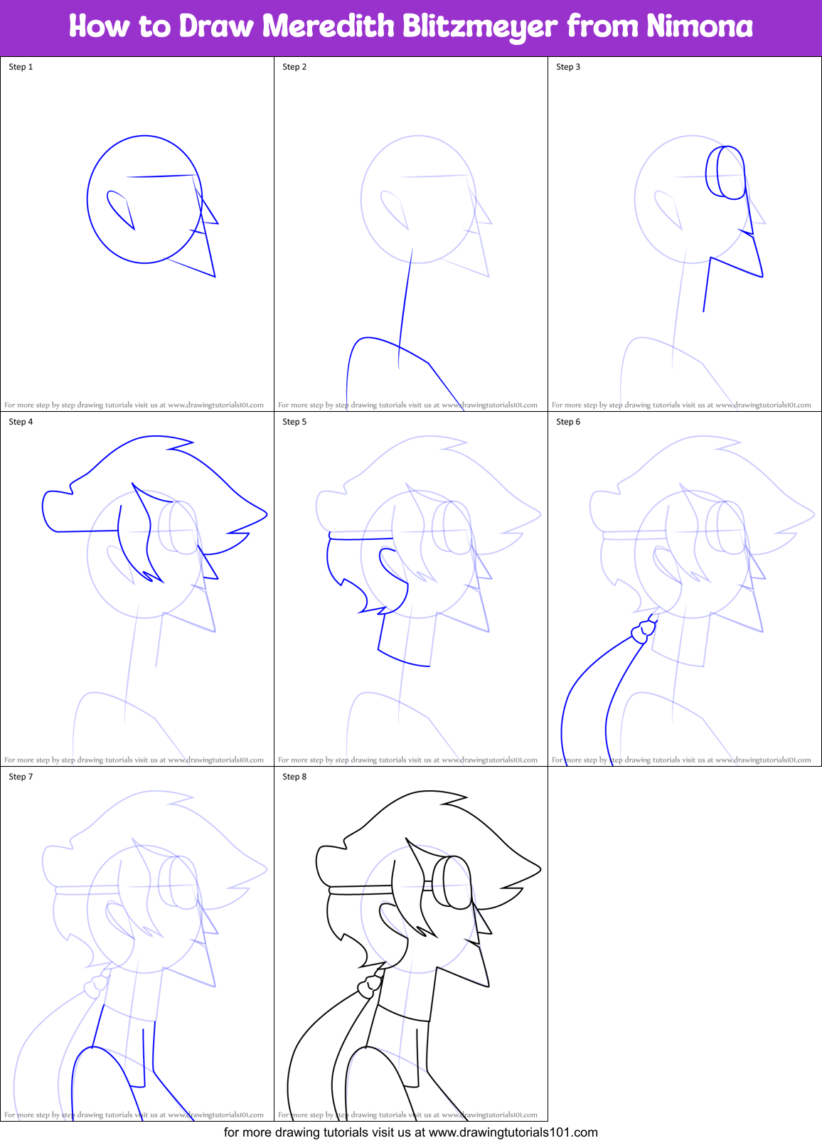 How to Draw Meredith Blitzmeyer from Nimona Printable Step by Step