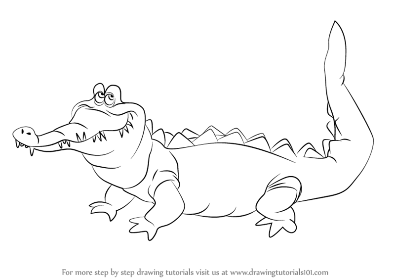 Step by Step How to Draw The Crocodile from Peter Pan