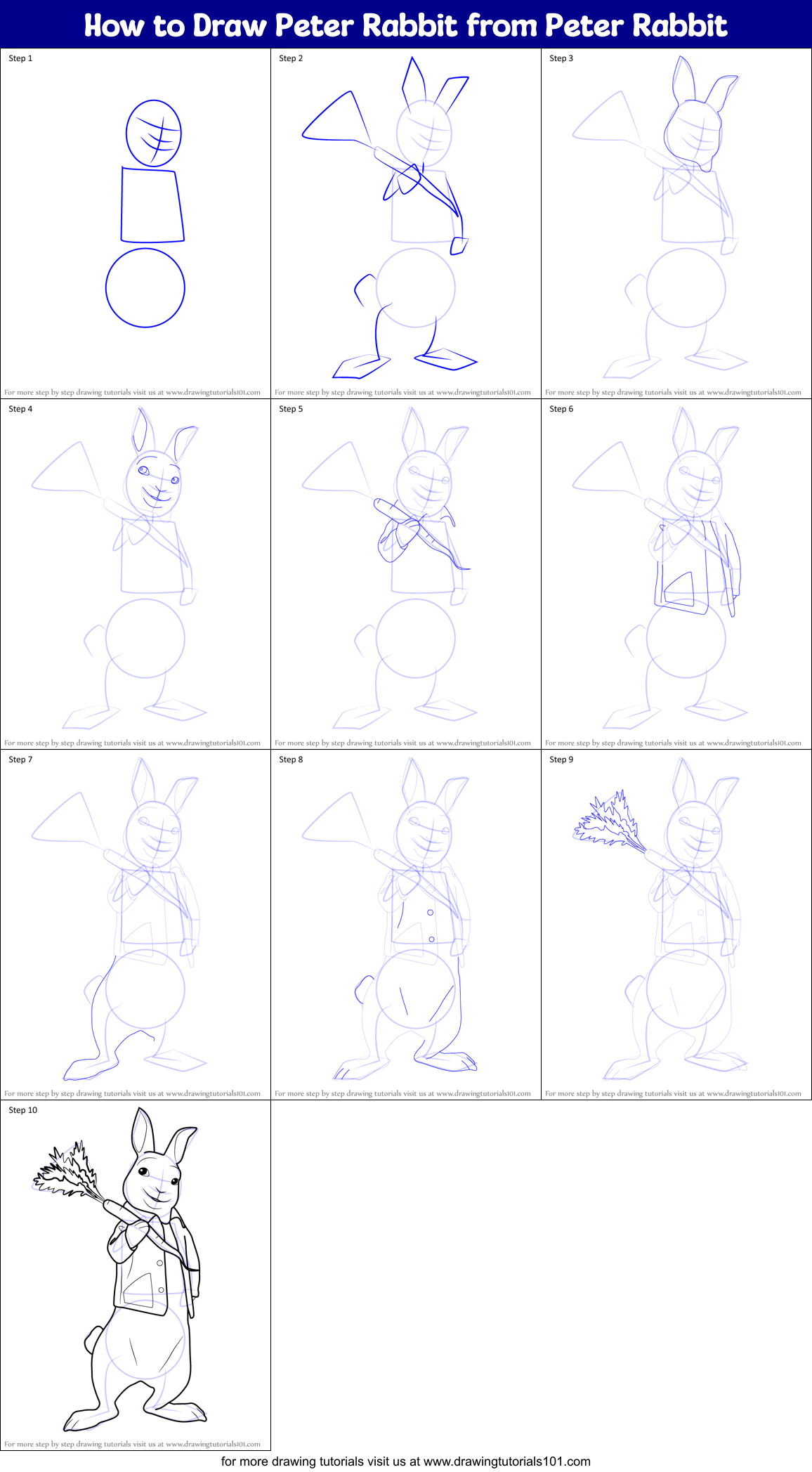 How to Draw Peter Rabbit from Peter Rabbit Printable Step by Step