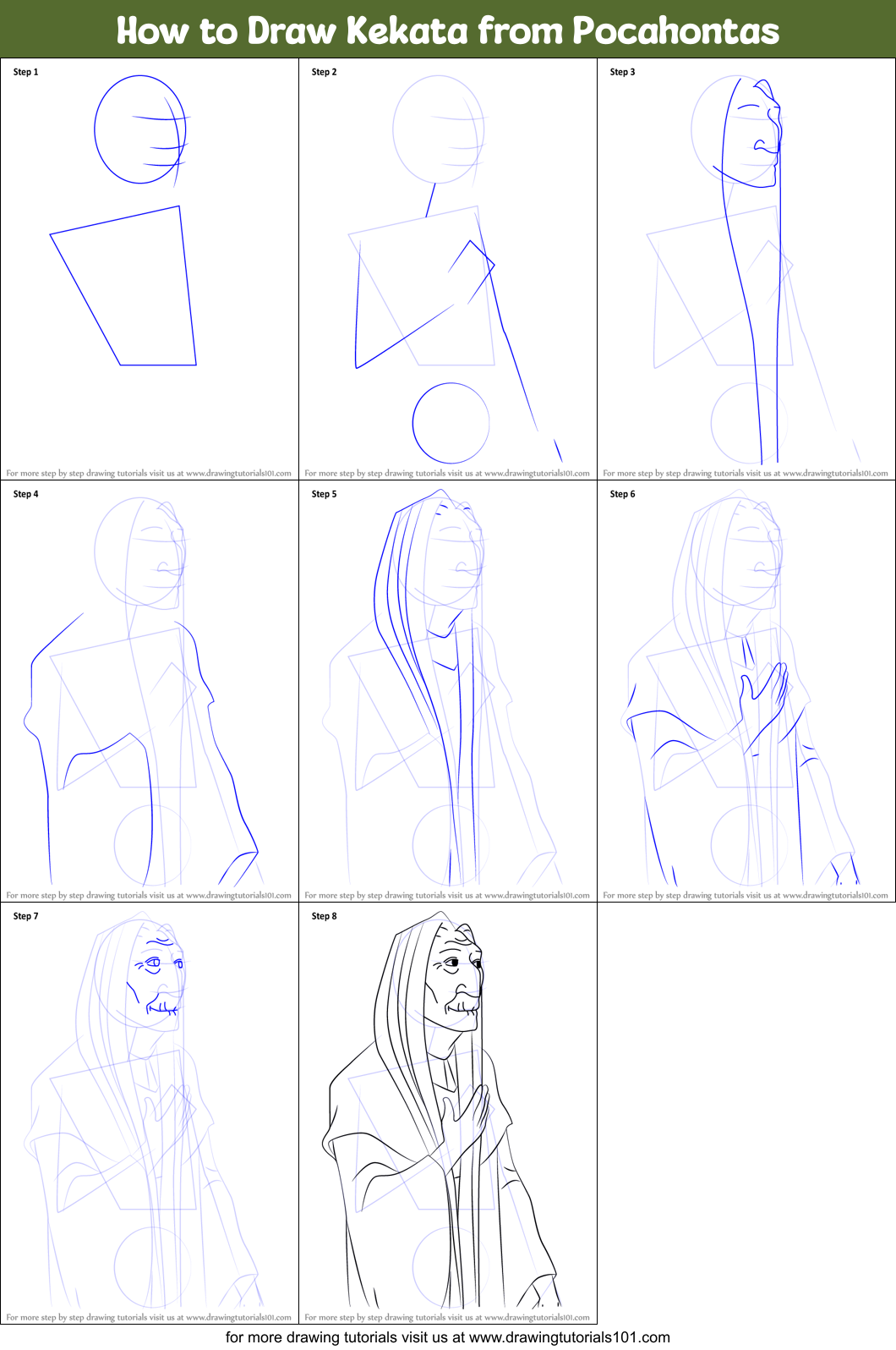 How to Draw Kekata from Pocahontas Printable Step by Step