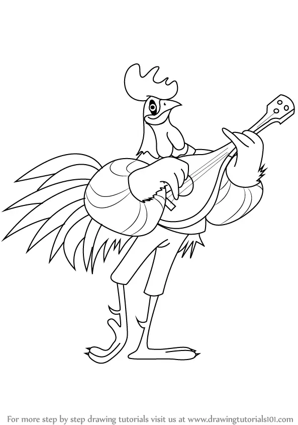 Learn How to Draw Alan-a-Dale the Rooster from Robin Hood (Robin Hood