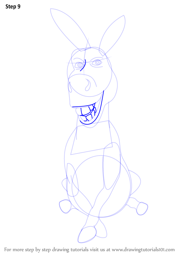 Learn How to Draw Donkey from Shrek (Shrek) Step by Step : Drawing