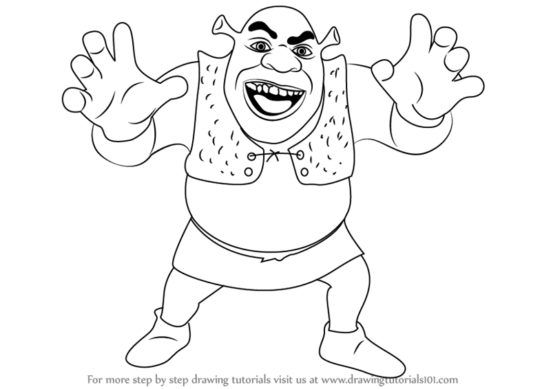 Learn How to Draw Shrek Grene Ogre (Shrek) Step by Step : Drawing Tutorials