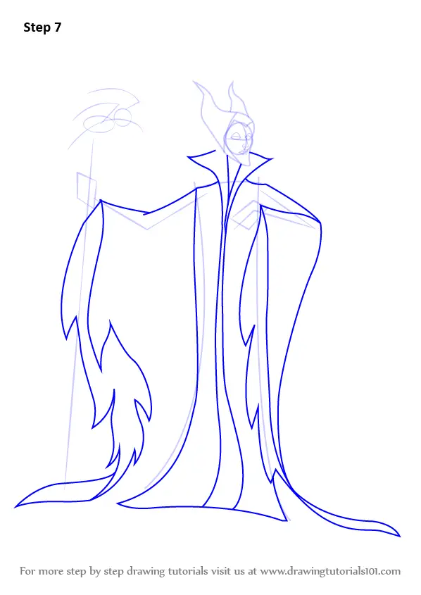 Step by Step How to Draw Maleficent from Sleeping Beauty 