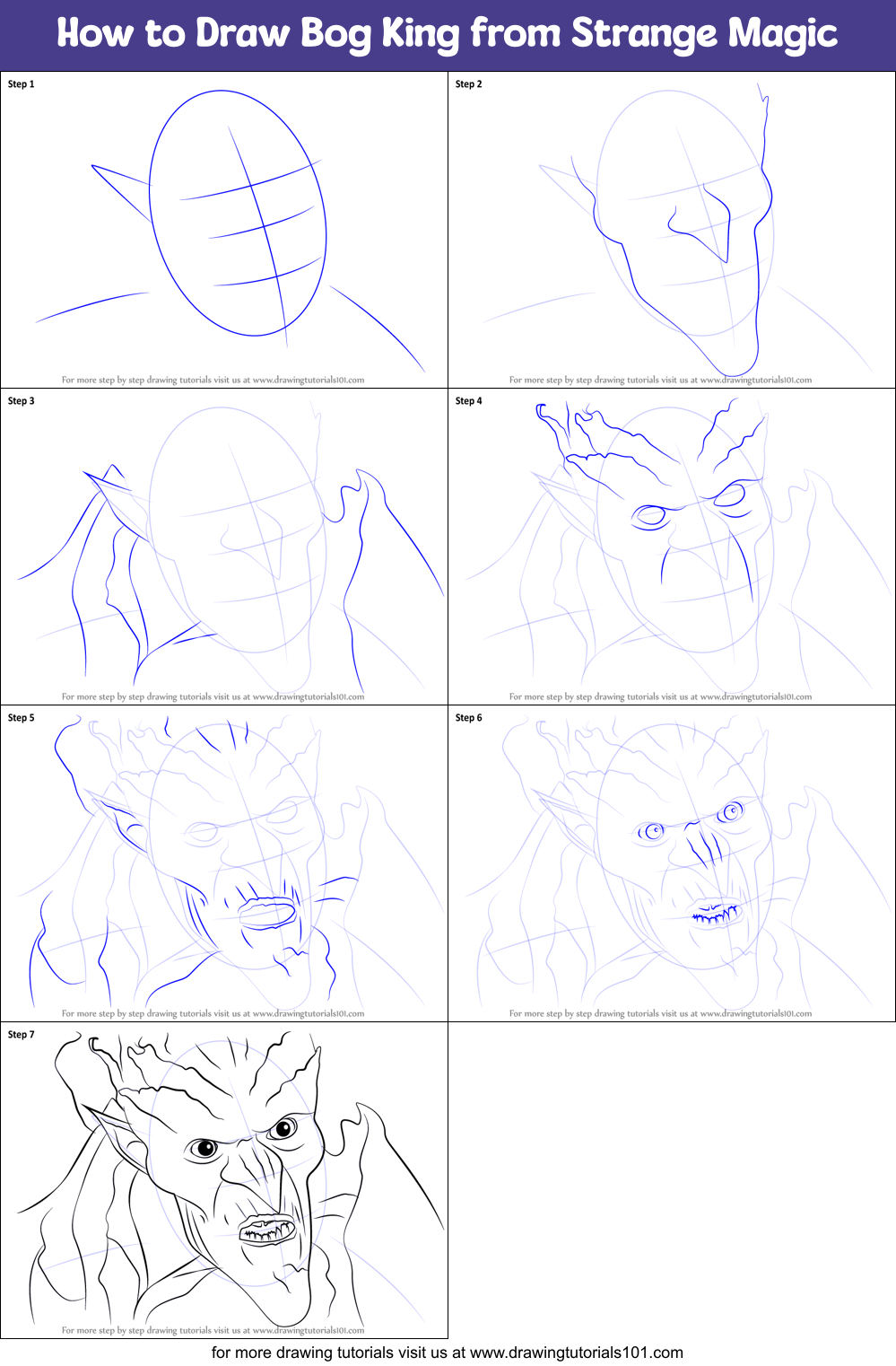 How to Draw Bog King from Strange Magic Printable Step by Step