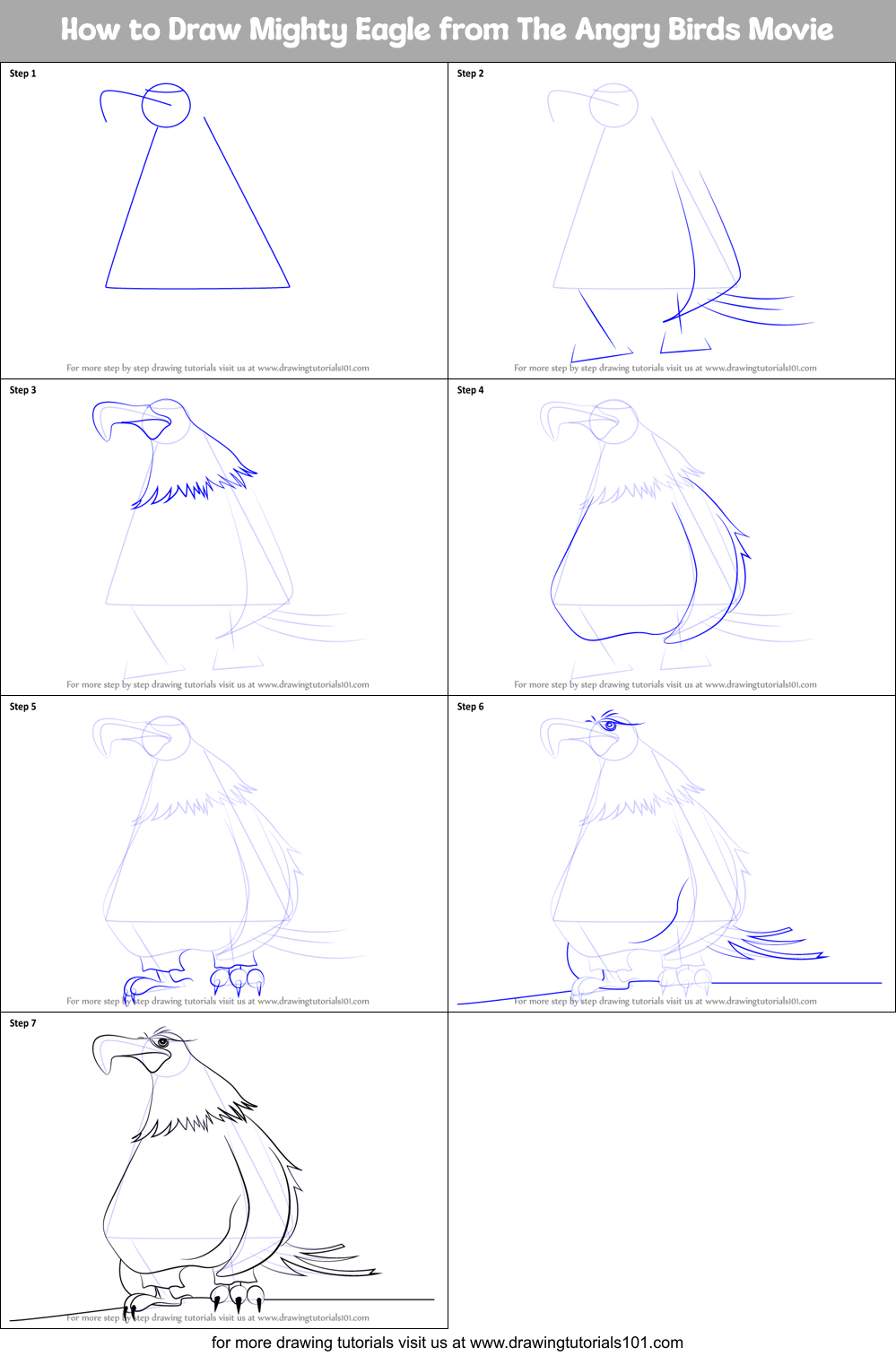 How to Draw Mighty Eagle from The Angry Birds Movie Printable Step by Step