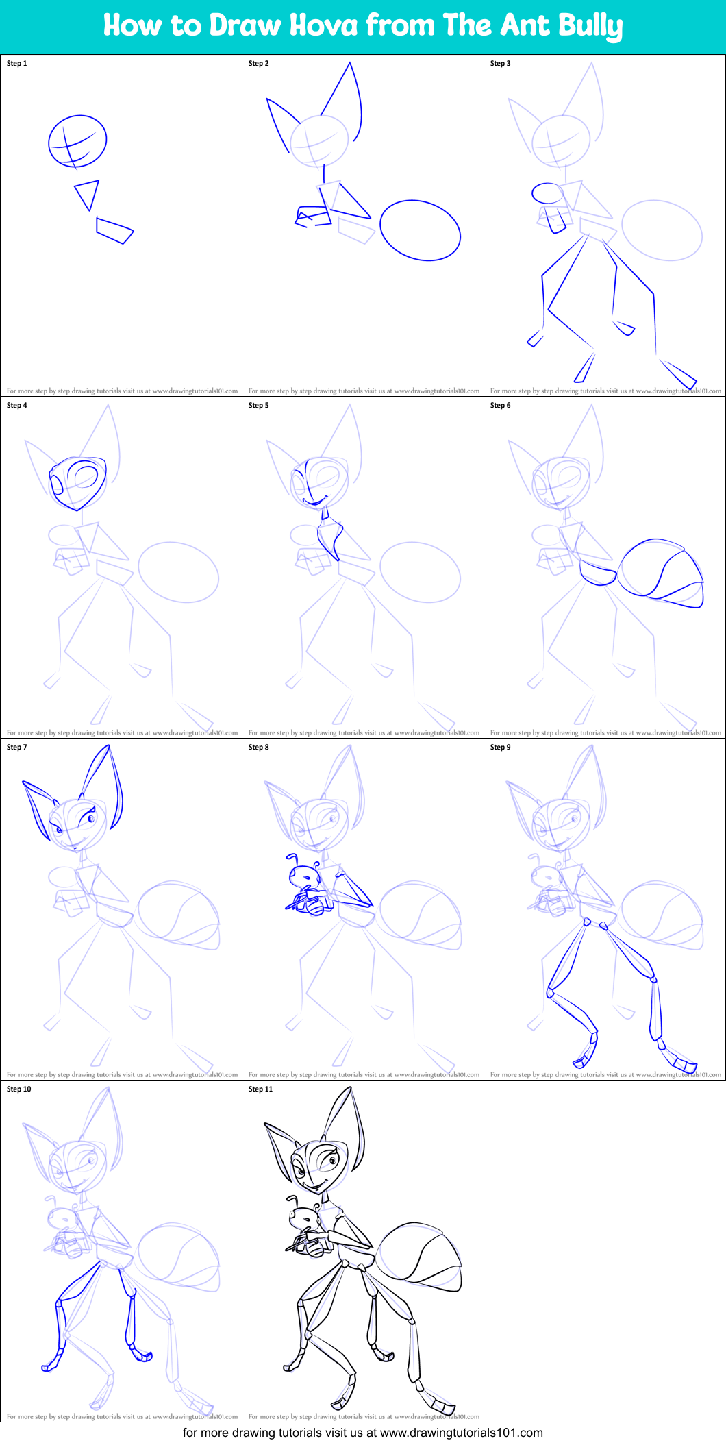 How to Draw Hova from The Ant Bully Printable Step by Step