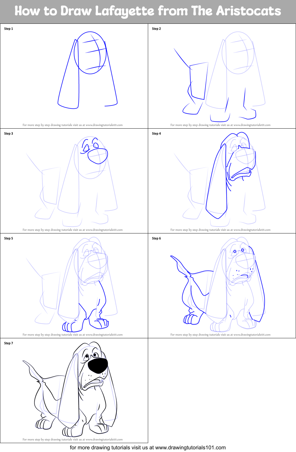 How to Draw Lafayette from The Aristocats Printable Step by Step