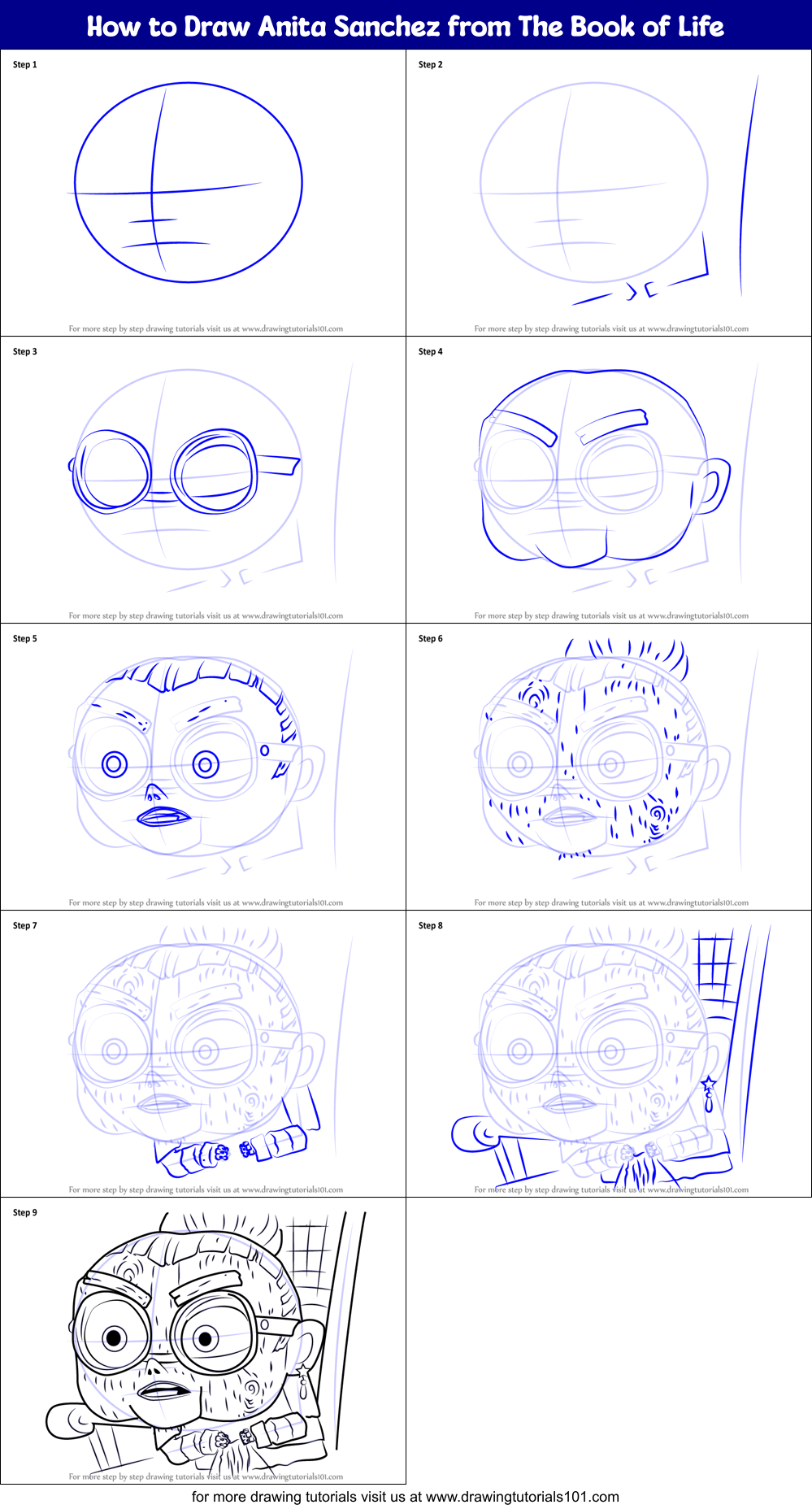 How to Draw Anita Sanchez from The Book of Life Printable Step by Step