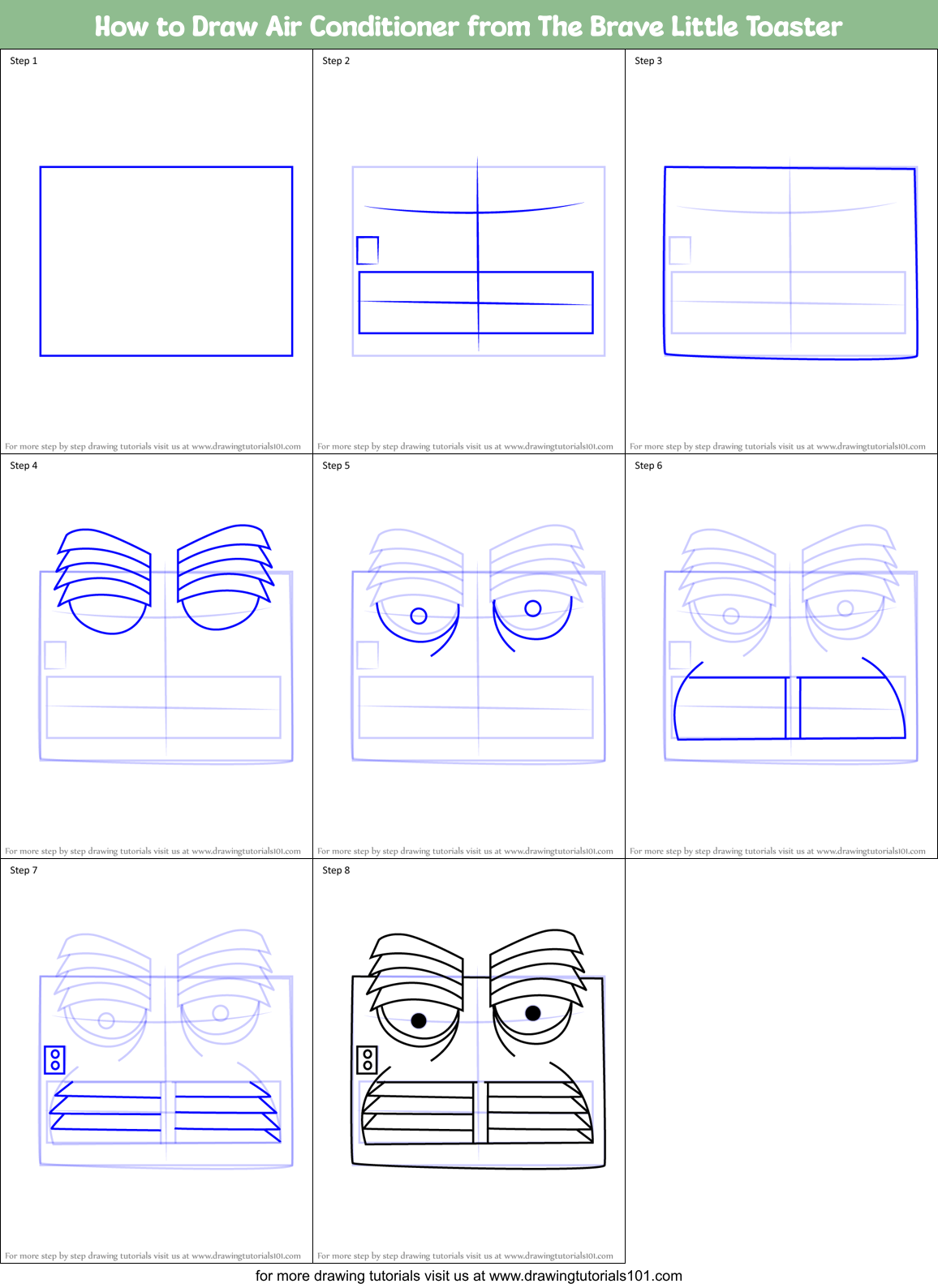 How to Draw Air Conditioner from The Brave Little Toaster Printable Step by Step