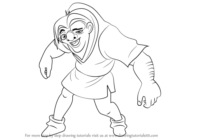 Learn How To Draw Quasimodo From The Hunchback Of Notre Dame The Hunchback Of Notre Dame Step By Step Drawing Tutorials