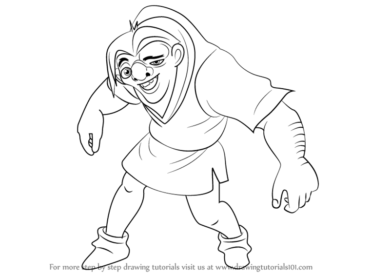 Learn How To Draw Quasimodo From The Hunchback Of Notre Dame The Hunchback Of Notre Dame Step By Step Drawing Tutorials