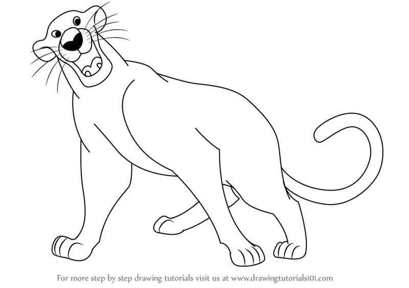 Learn How To Draw Bagheera From The Jungle Book (The Jungle Book) Step By  Step : Drawing Tutorials