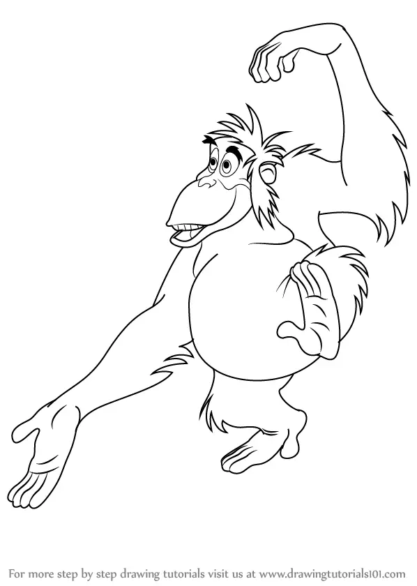 Learn How To Draw King Louie From The Jungle Book The Jungle Book Step By Step Drawing Tutorials
