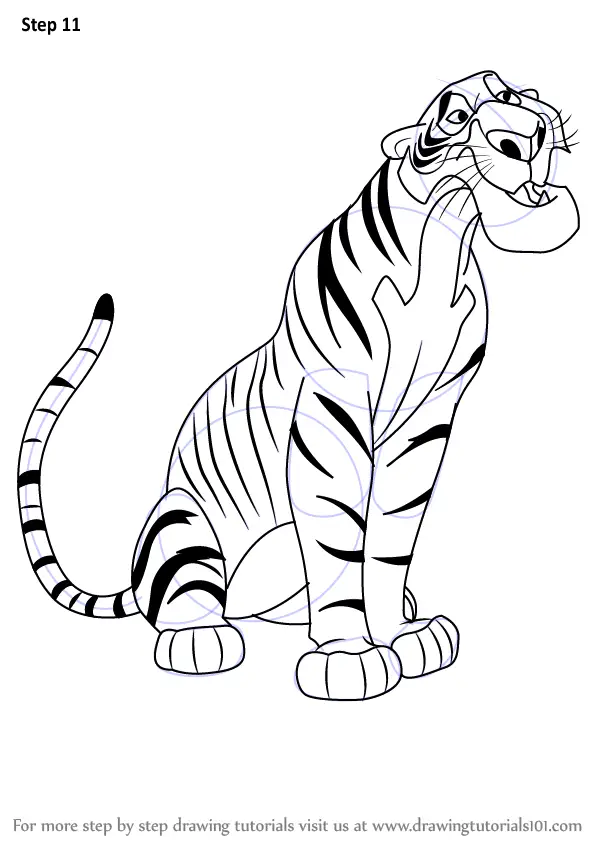 how to draw Shere Khan from The Jungle Book step 11