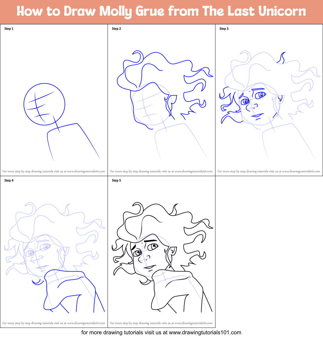 How to Draw Molly Grue from The Last Unicorn Printable Step by Step