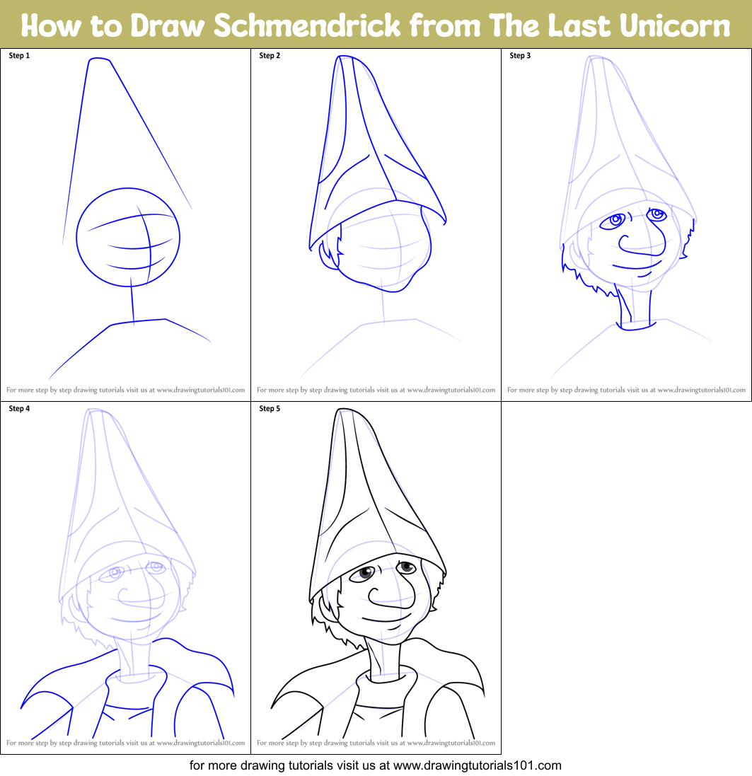 How to Draw Schmendrick from The Last Unicorn Printable Step by Step