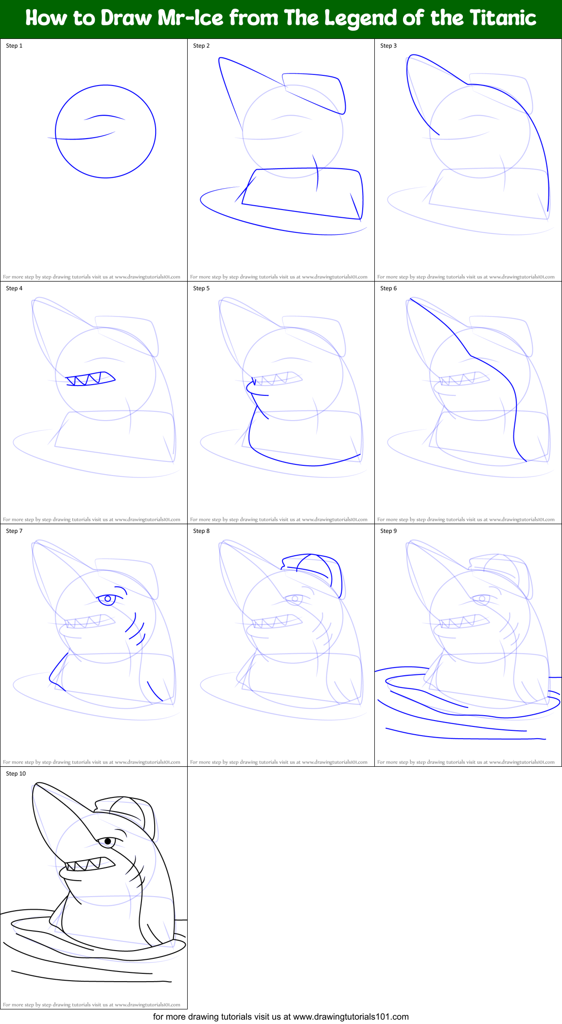How to Draw Mr-Ice from The Legend of the Titanic Printable Step by Step