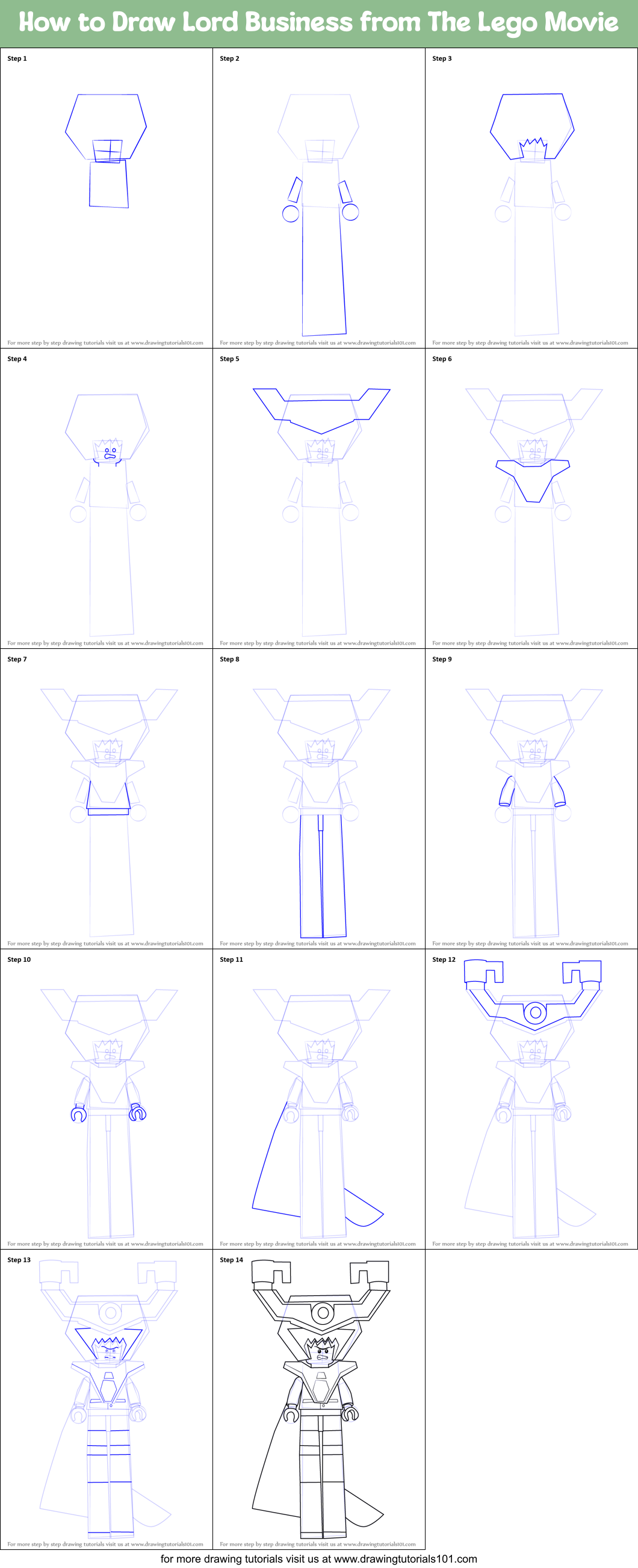 How to Draw Lord Business from The Lego Movie Printable Step by Step