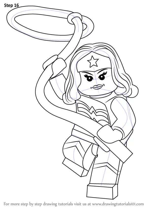 Step by Step How to Draw Wonder Woman from The LEGO Movie ...