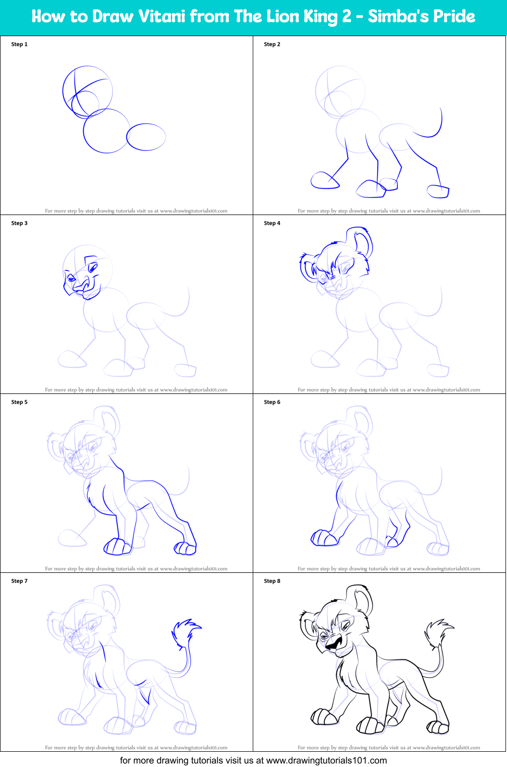 How to Draw Vitani from The Lion King 2 - Simba's Pride Printable Step by Step