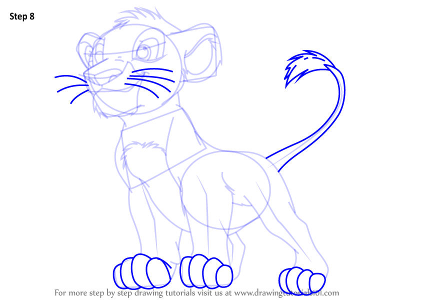 Learn How to Draw Baby Simba from The Lion King (The Lion King) Step by ...