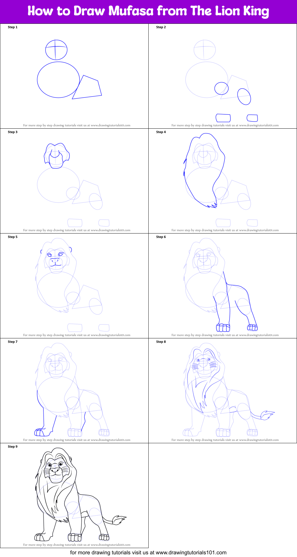 Simple Sketches To Draw Step By Step Lion Drawing for Adult