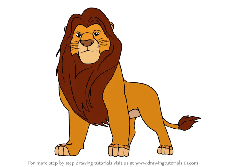 How To Draw Simba From The Lion King, Easy Tutorial, 9 Steps - Toons Mag