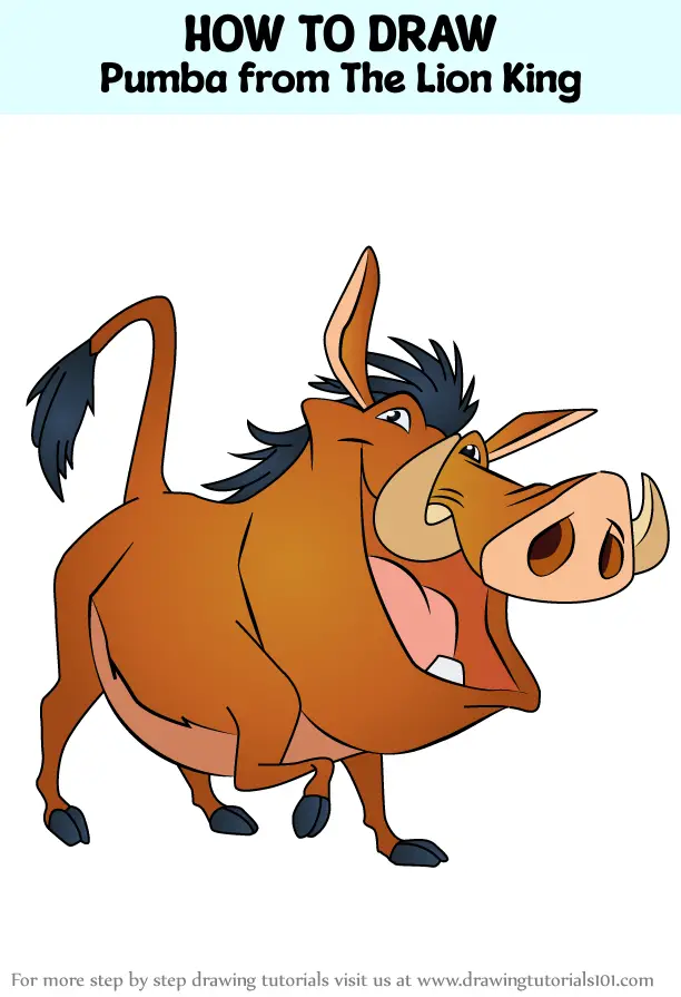 How To Draw Pumba, Easy Drawing Tutorial, 8 Steps - Toons Mag