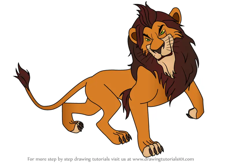 How to Draw Scar from The Lion King (The Lion King) Step by Step ...