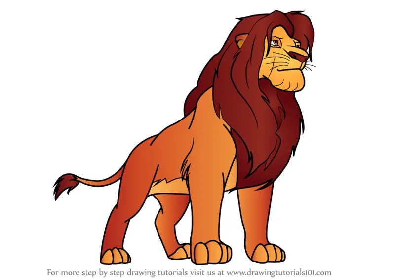 Learn How to Draw Simba from The Lion King (The Lion King) Step by Step :  Drawing Tutorials