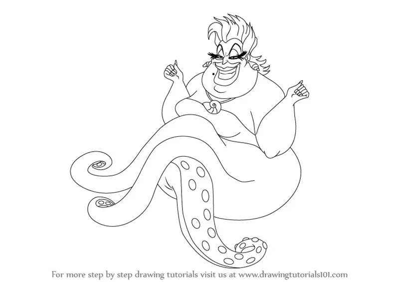 How to Draw Ursula from The Little Mermaid (The Little Mermaid) Step by ...