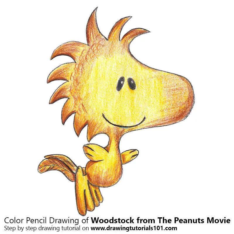 Woodstock from The Peanuts Movie Color Pencil Drawing