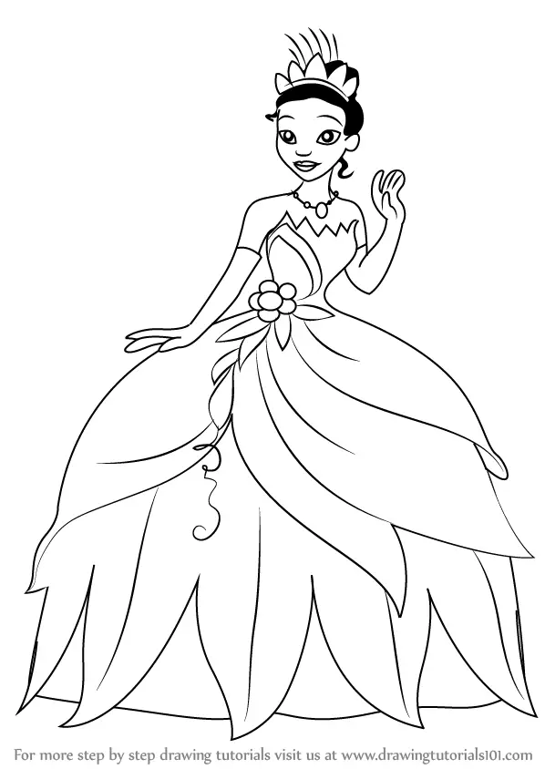 Learn How to Draw Tiana from The Princess and the Frog (The Princess and  the Frog) Step by Step : Drawing Tutorials