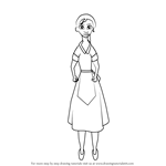 How to Draw Waitress Tiana from The Princess and the Frog