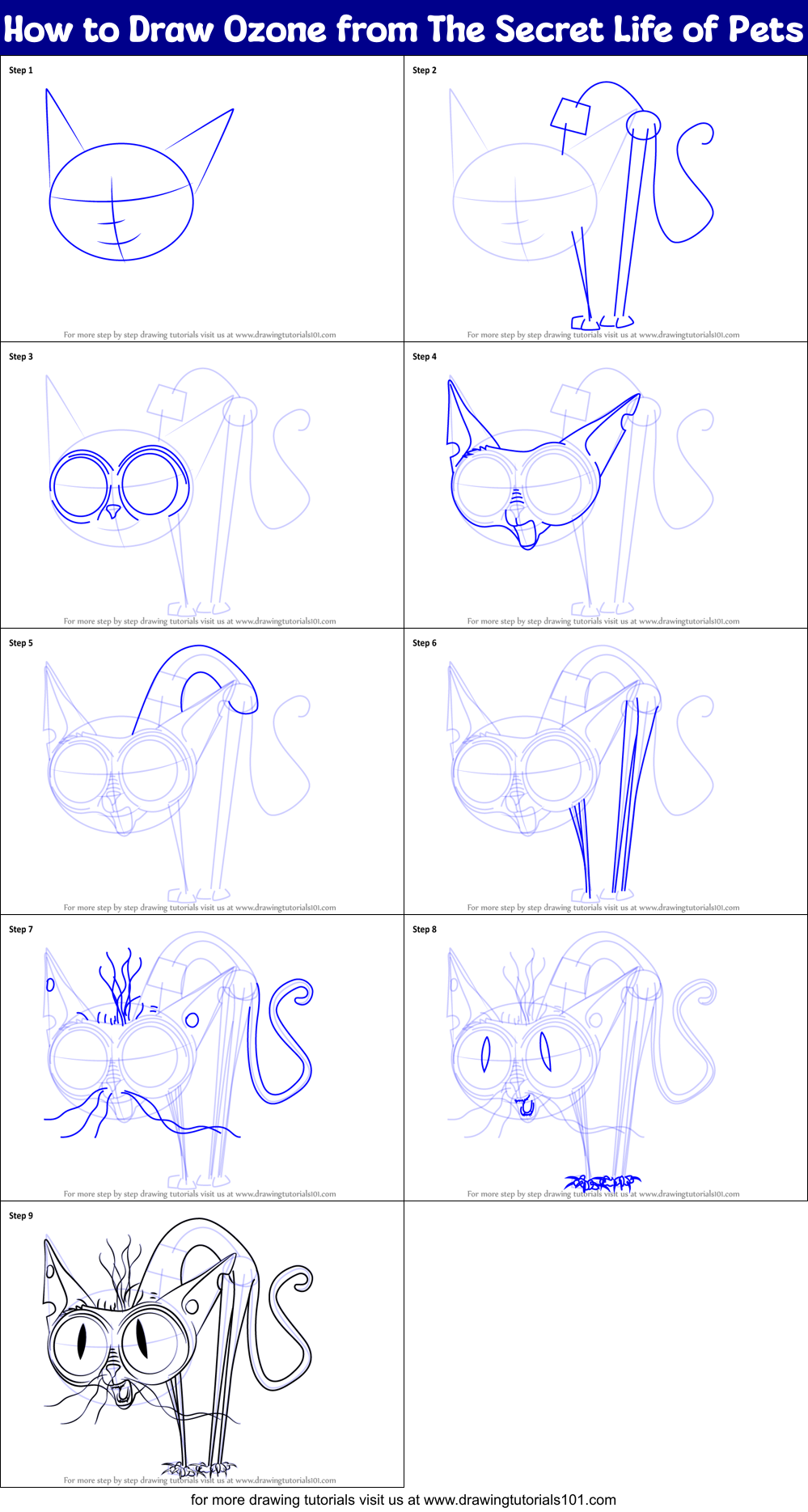 How to Draw Ozone from The Secret Life of Pets Printable Step by Step