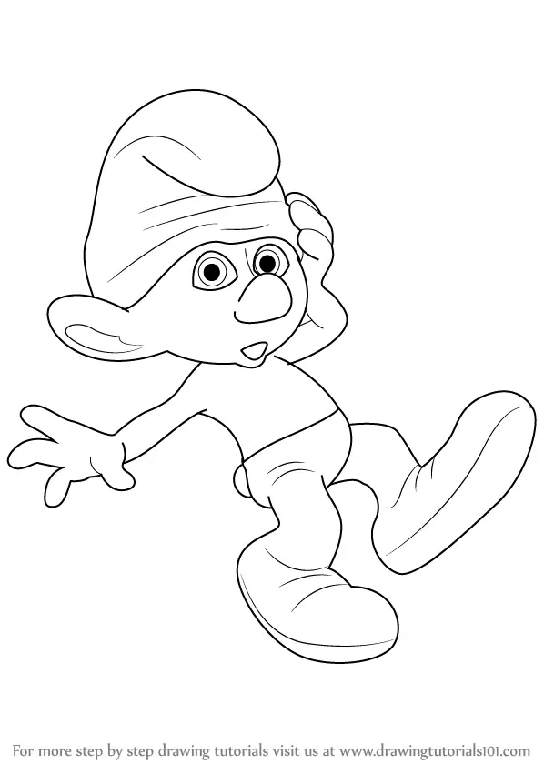 Learn How to Draw Clumsy Smurf from The Smurfs (The Smurfs) Step by Step :  Drawing Tutorials