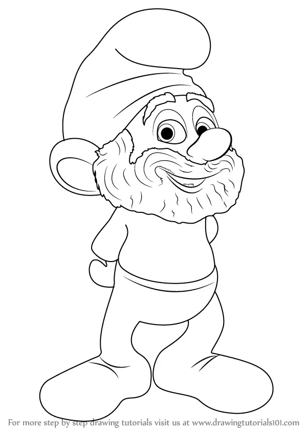 Learn How to Draw Papa Smurf from The Smurfs (The Smurfs) Step by Step :  Drawing Tutorials