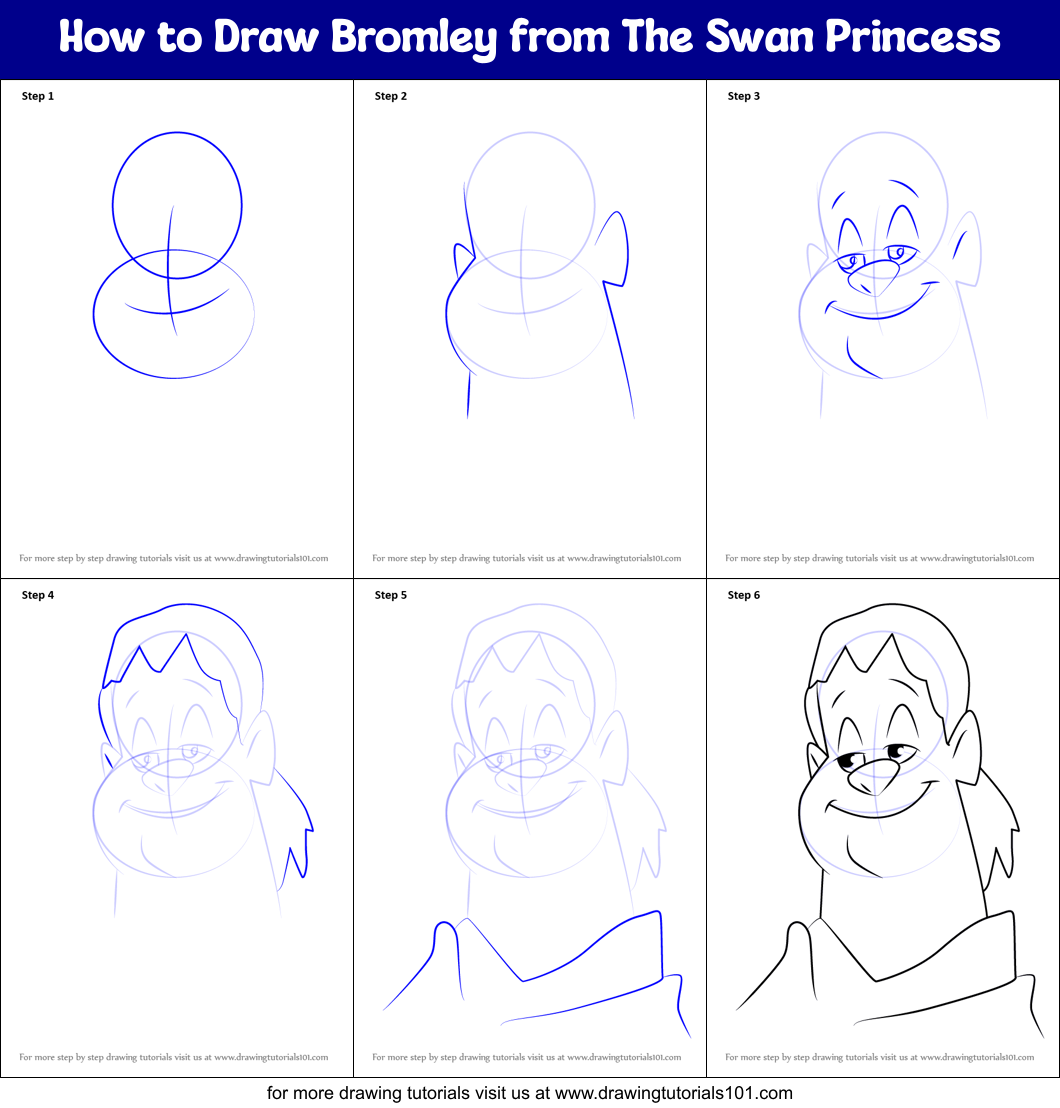 How to Draw Bromley from The Swan Princess Printable Step by Step