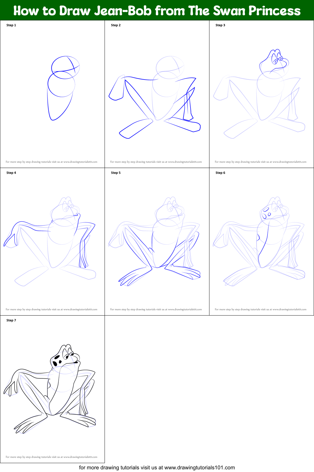 How to Draw Jean-Bob from The Swan Princess Printable Step by Step