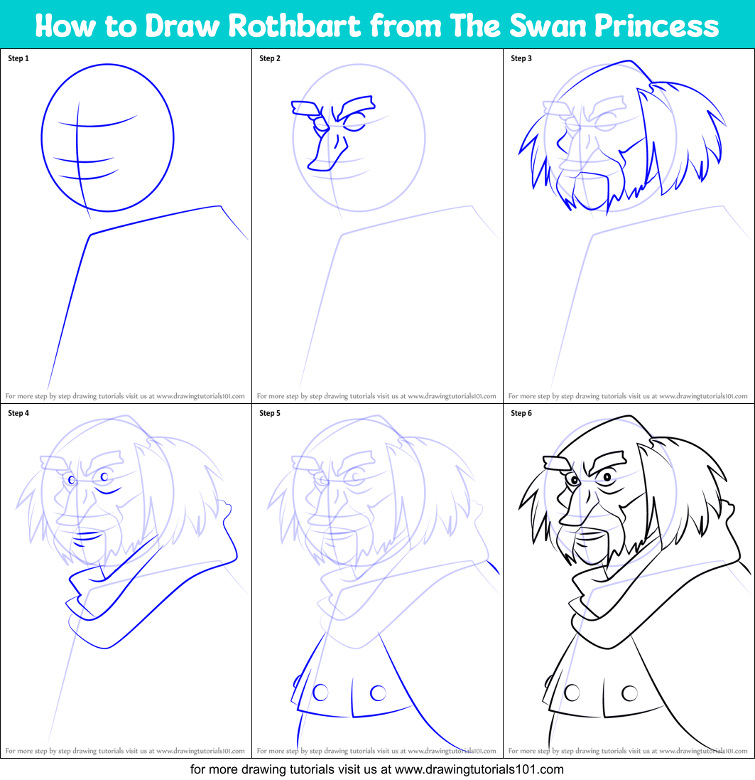 How to Draw Rothbart from The Swan Princess Printable Step by Step