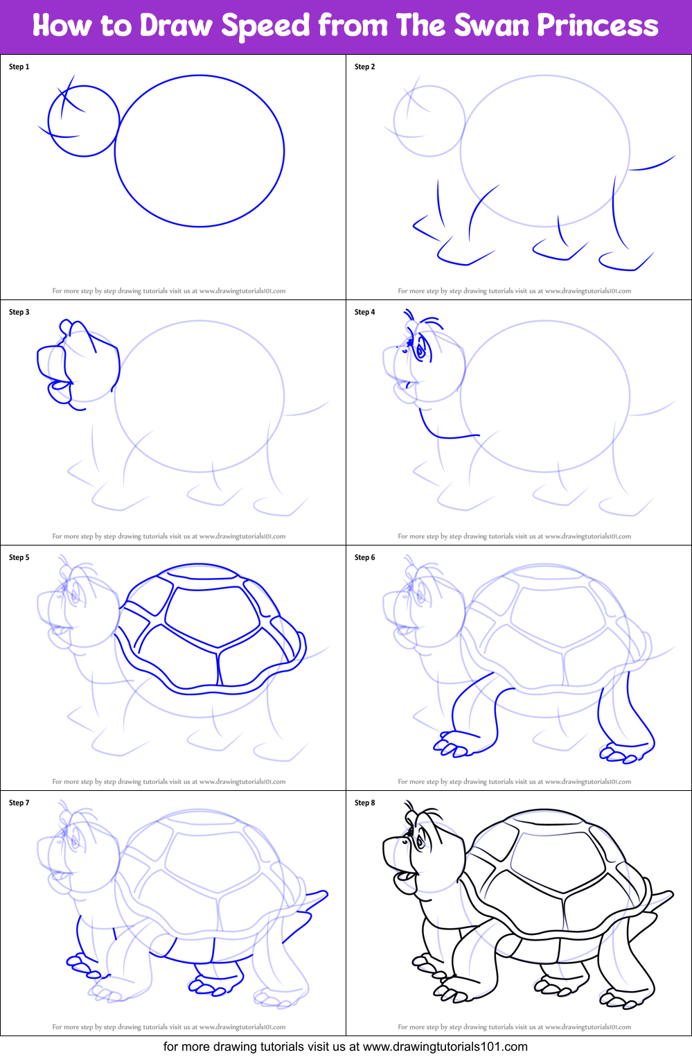 How to Draw Speed from The Swan Princess Printable Step by Step