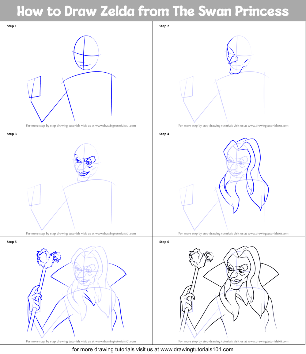 How to Draw Zelda from The Swan Princess Printable Step by Step