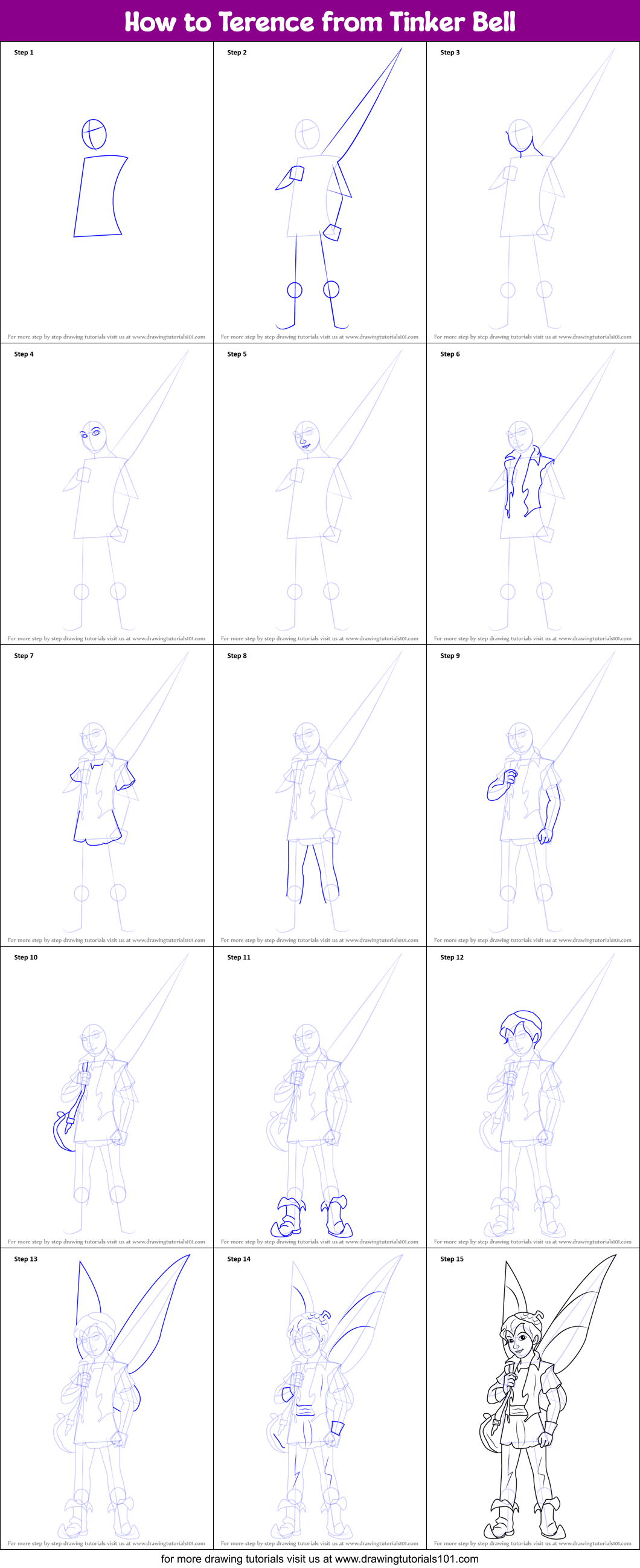 How to Terence from Tinker Bell Printable Step by Step